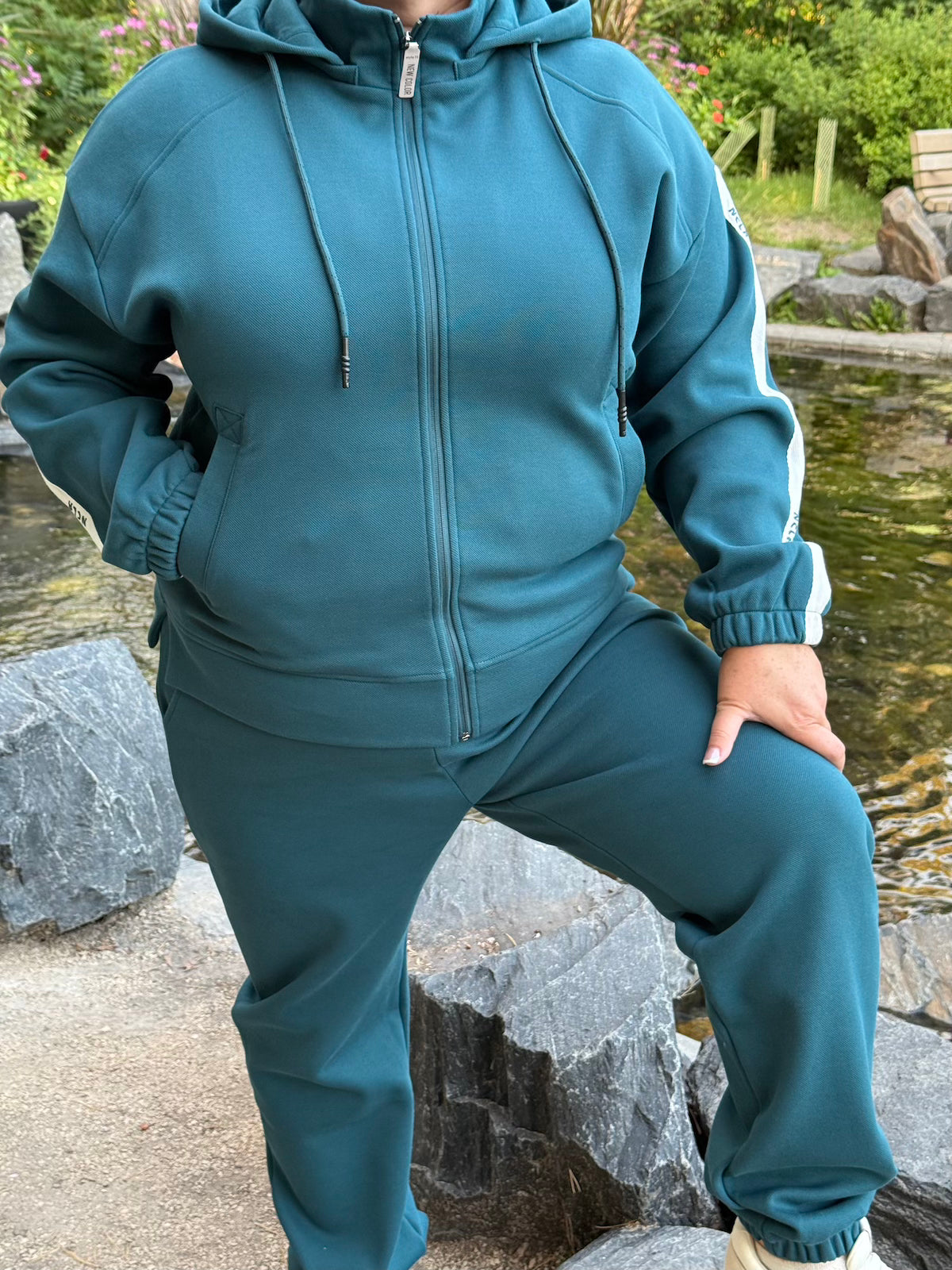 Front view of teal plus size tracksuit – Active & Stylish collection
