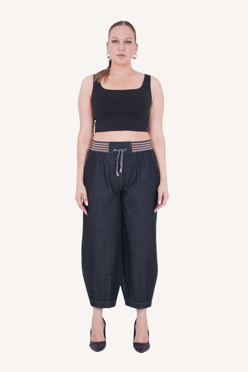 💙 City Shape – Sculpted Denim Luxe Stretch Trousers