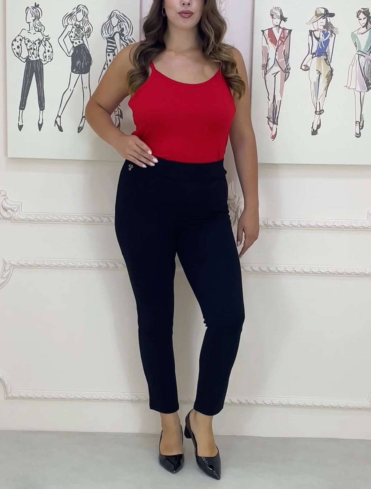 Plus-size model in City Comfort Essential Black Trousers – By Zola City Chic Collection