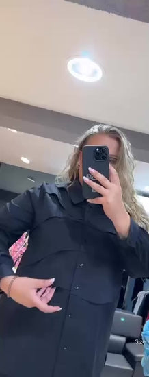 Natural black plus-size shirt with layered design – By Zola City Chic Collection