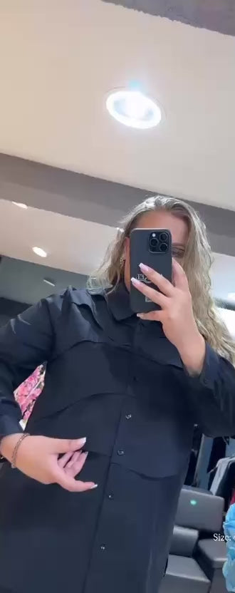 Natural black plus-size shirt with layered design – By Zola City Chic Collection