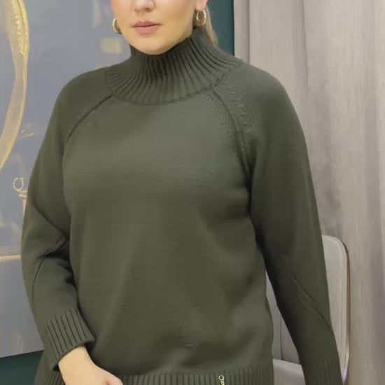 Wool blend olive sweater for plus-size women – By Zola City Chic Collection