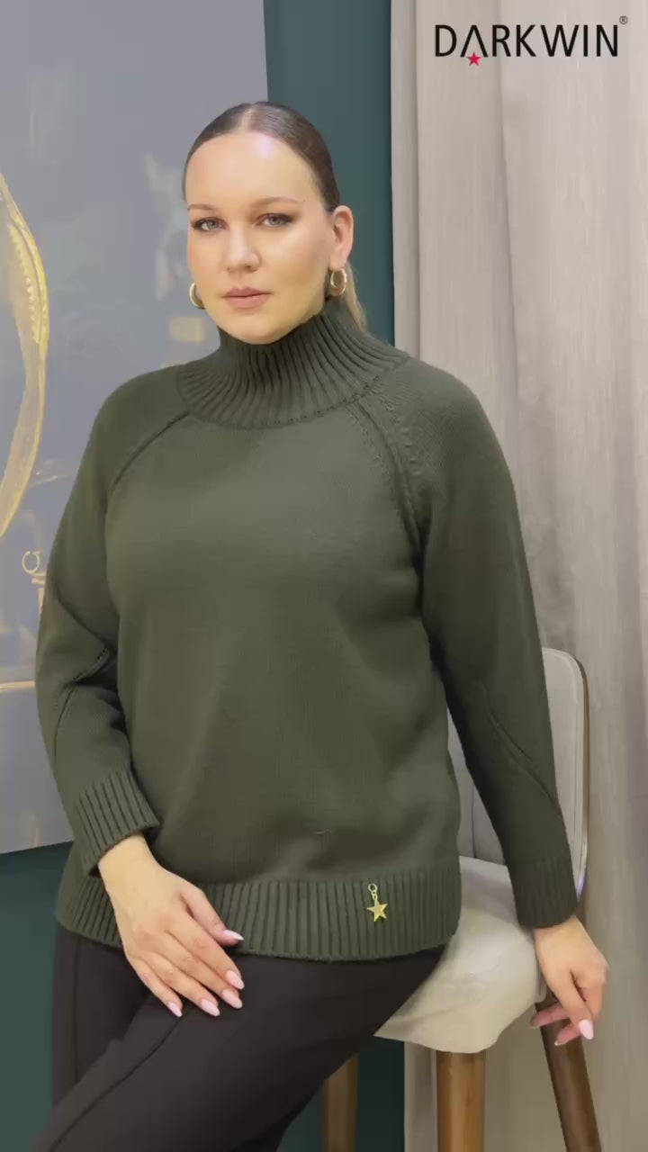 Wool blend olive sweater for plus-size women – By Zola City Chic Collection